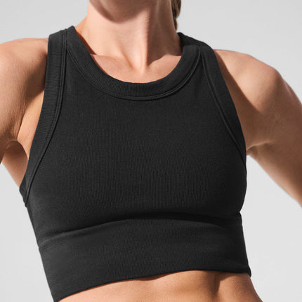 alo Women's Seamless Delight High Neck Bra - Black
