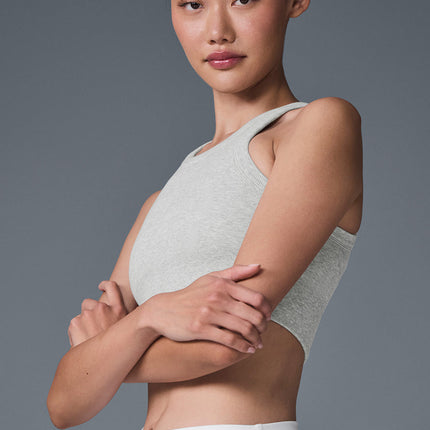 alo Women's Seamless Delight High Neck Bra - Athletic Heather Grey