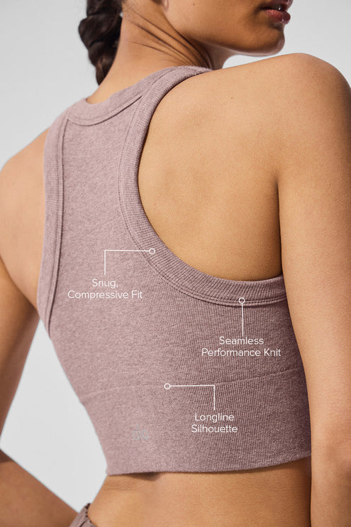 alo Women's Seamless Delight High Neck Bra - Mushroom Heather