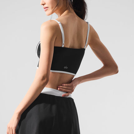 alo Women's Airbrush Streamlined Bra Tank - Black/White
