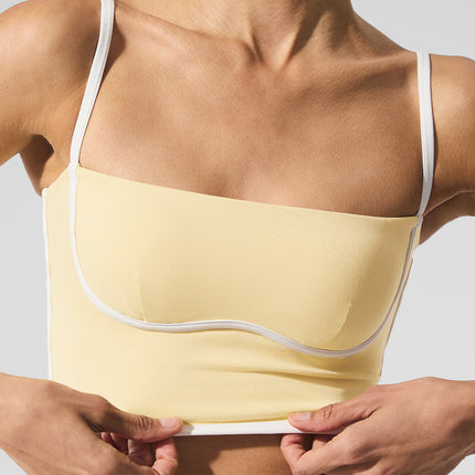 alo Women's Airbrush Streamlined Bra Tank - Warm Butter/White