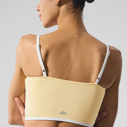 alo Women's Airbrush Streamlined Bra Tank - Warm Butter/White