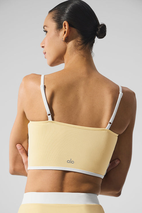 alo Women's Airbrush Streamlined Bra Tank - Warm Butter/White