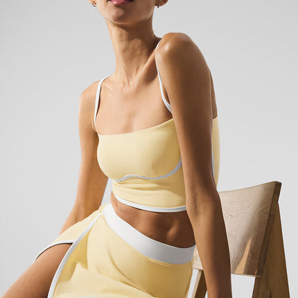 alo Women's Airbrush Streamlined Bra Tank - Warm Butter/White