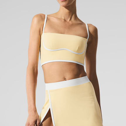 alo Women's Airbrush Streamlined Bra Tank - Warm Butter/White
