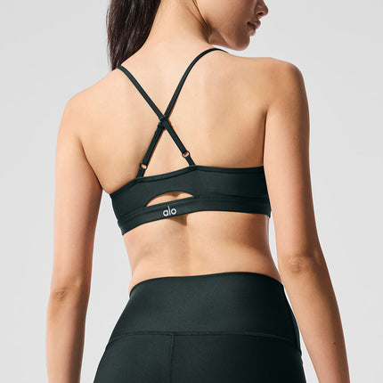 alo Women's Airlift Intrigue Bra - Charcoal Green