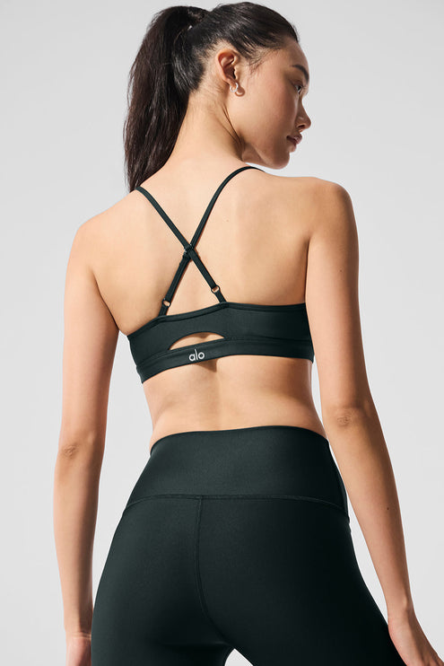 alo Women's Airlift Intrigue Bra - Charcoal Green