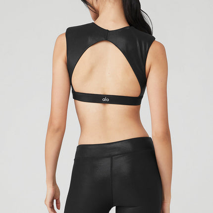 alo Women's Super Shine Flash Bra - Black