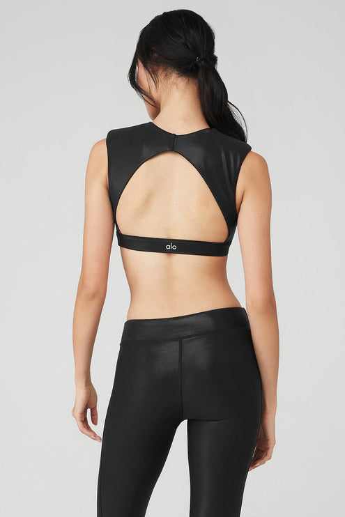 alo Women's Super Shine Flash Bra - Black
