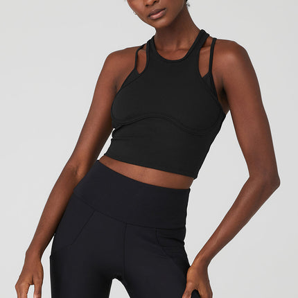 alo Women's Ribbed Airlift Enchanted Bra Tank - Black