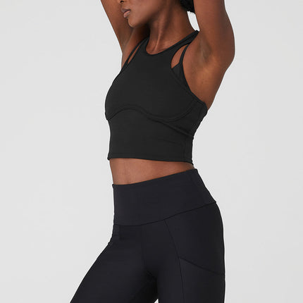 alo Women's Ribbed Airlift Enchanted Bra Tank - Black