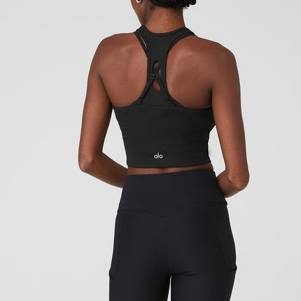 alo Women's Ribbed Airlift Enchanted Bra Tank - Black