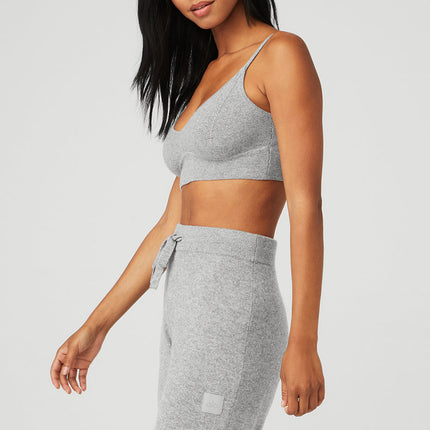 alo Women's Cashmere Jet Set Bra - Dove Grey Heather