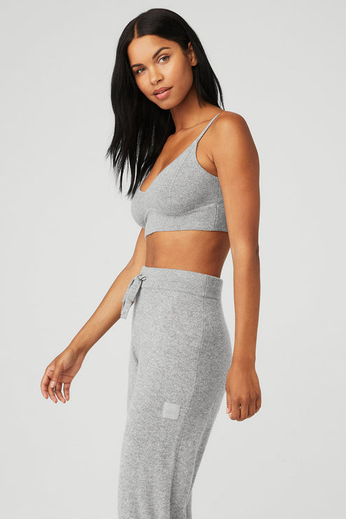 alo Women's Cashmere Jet Set Bra - Dove Grey Heather