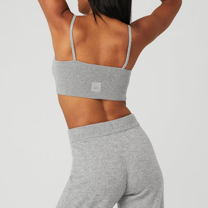 alo Women's Cashmere Jet Set Bra - Dove Grey Heather