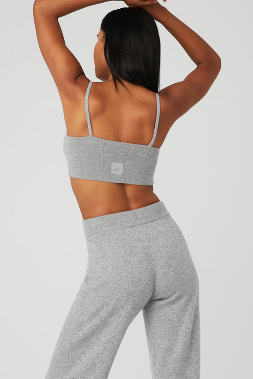 alo Women's Cashmere Jet Set Bra - Dove Grey Heather