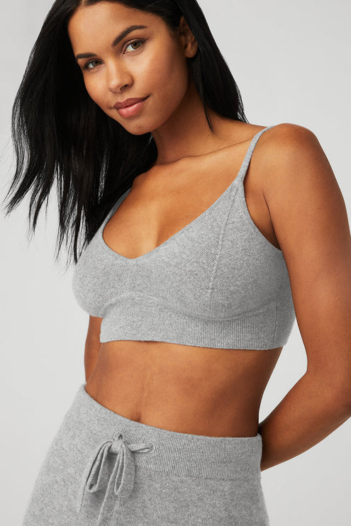 alo Women's Cashmere Jet Set Bra - Dove Grey Heather