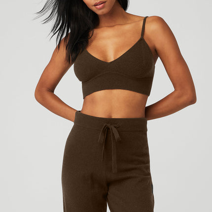 alo Women's Cashmere Jet Set Bra - Espresso