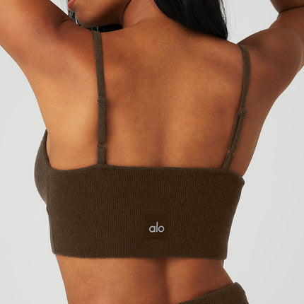 alo Women's Cashmere Jet Set Bra - Espresso