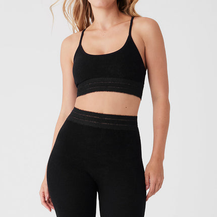 alo Women's Seamless Luxe Terry Cuddle Bra - Black
