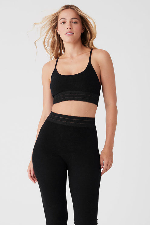 alo Women's Seamless Luxe Terry Cuddle Bra - Black