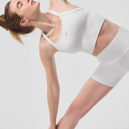 alo Women's Seamless Ribbed Favorite Bra Tank - White