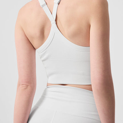 alo Women's Seamless Ribbed Favorite Bra Tank - White