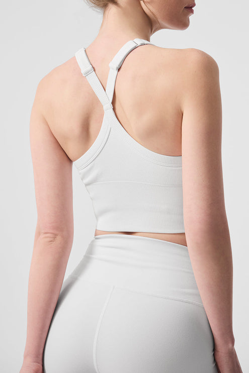 alo Women's Seamless Ribbed Favorite Bra Tank - White