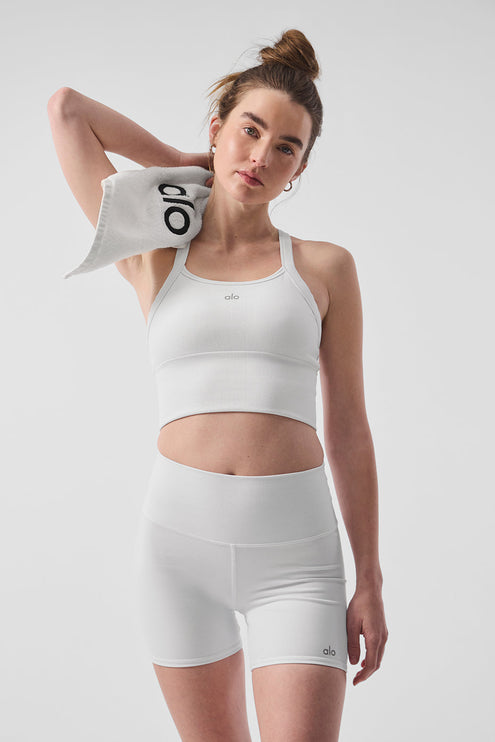 alo Women's Seamless Ribbed Favorite Bra Tank - White