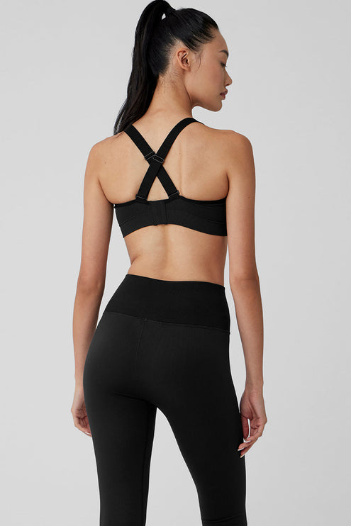 alo Women's Seamless Ribbed Favorite Bra - Black