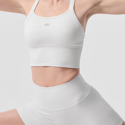 alo Women's Seamless Ribbed Favorite Bra Tank - White