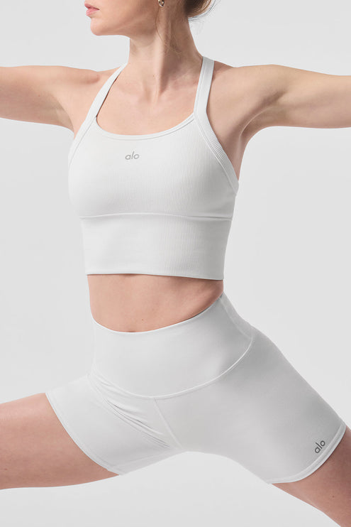 alo Women's Seamless Ribbed Favorite Bra Tank - White