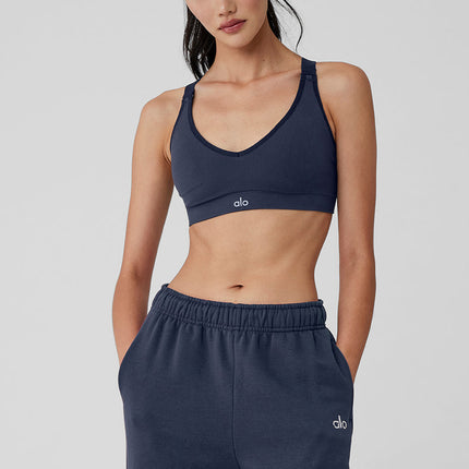 alo Women's Seamless Ribbed Favorite Bra - Navy