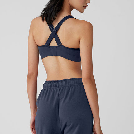 alo Women's Seamless Ribbed Favorite Bra - Navy