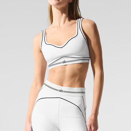 alo Women's Airbrush Heart Throb Bra - White/Black