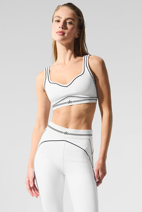 alo Women's Airbrush Heart Throb Bra - White/Black