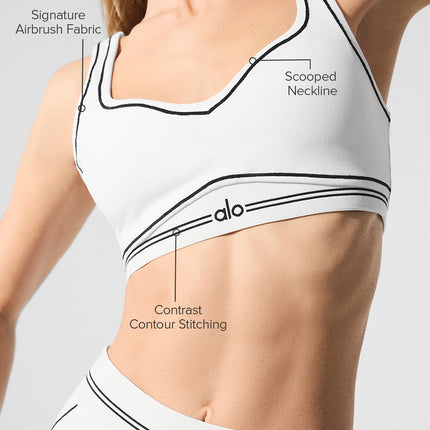 alo Women's Airbrush Heart Throb Bra - White/Black