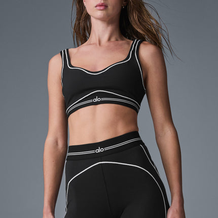 alo Women's Airbrush Heart Throb Bra - Black/White