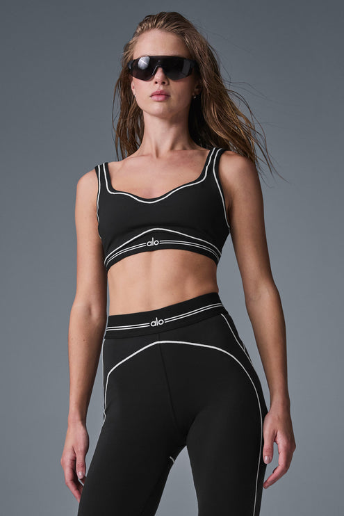 alo Women's Airbrush Heart Throb Bra - Black/White