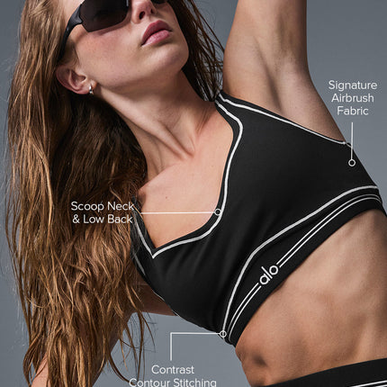 alo Women's Airbrush Heart Throb Bra - Black/White