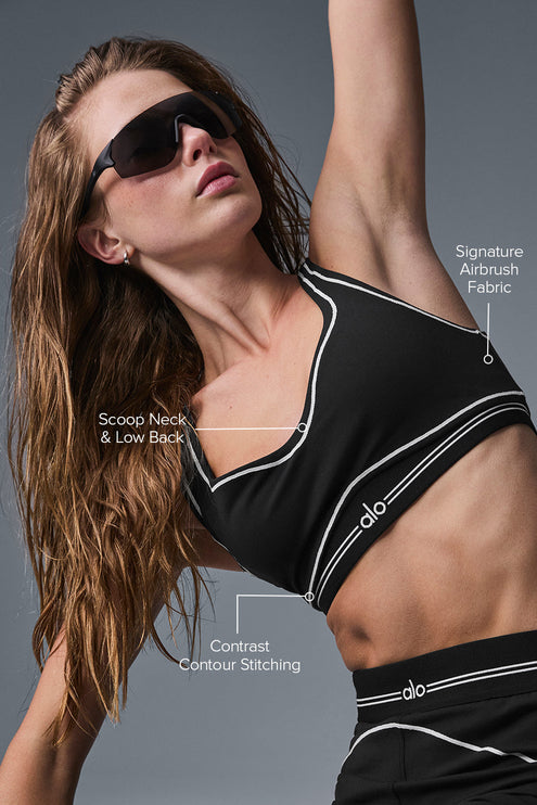 alo Women's Airbrush Heart Throb Bra - Black/White