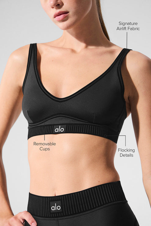 alo Women's Airlift Line Up Bra - Black
