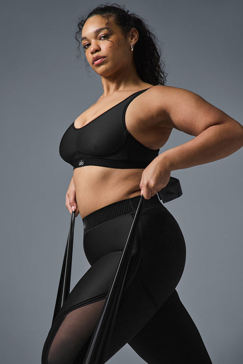 alo Women's Airlift Line Up Bra - Black
