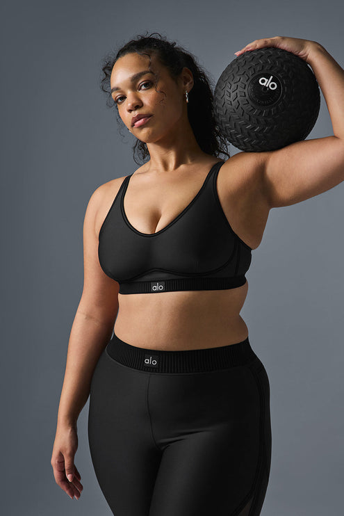 alo Women's Airlift Line Up Bra - Black