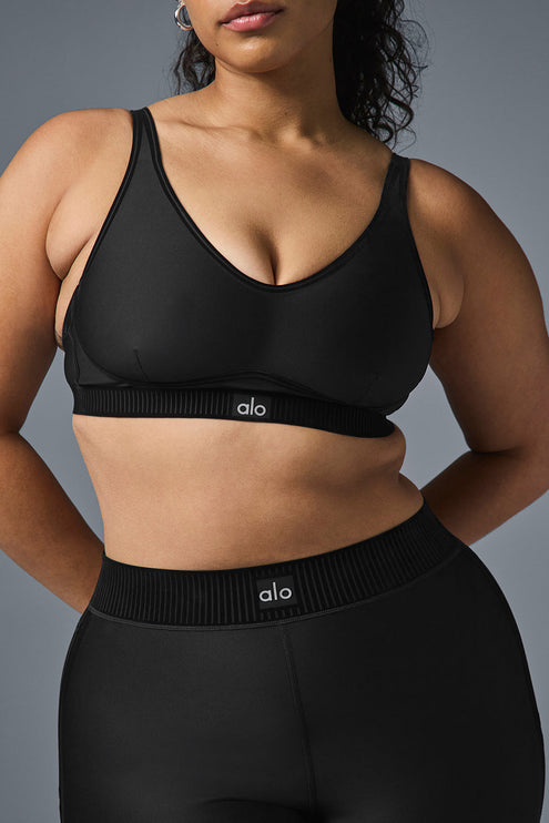 alo Women's Airlift Line Up Bra - Black