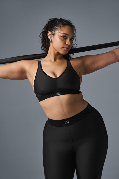 alo Women's Airlift Line Up Bra - Black
