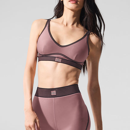 alo Women's Airlift Line Up Bra - Smoky Quartz