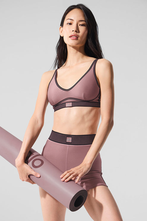 alo Women's Airlift Line Up Bra - Smoky Quartz