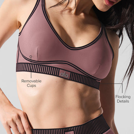 alo Women's Airlift Line Up Bra - Smoky Quartz