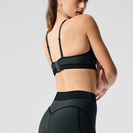 alo Women's Airlift Line Up Bra - Charcoal Green